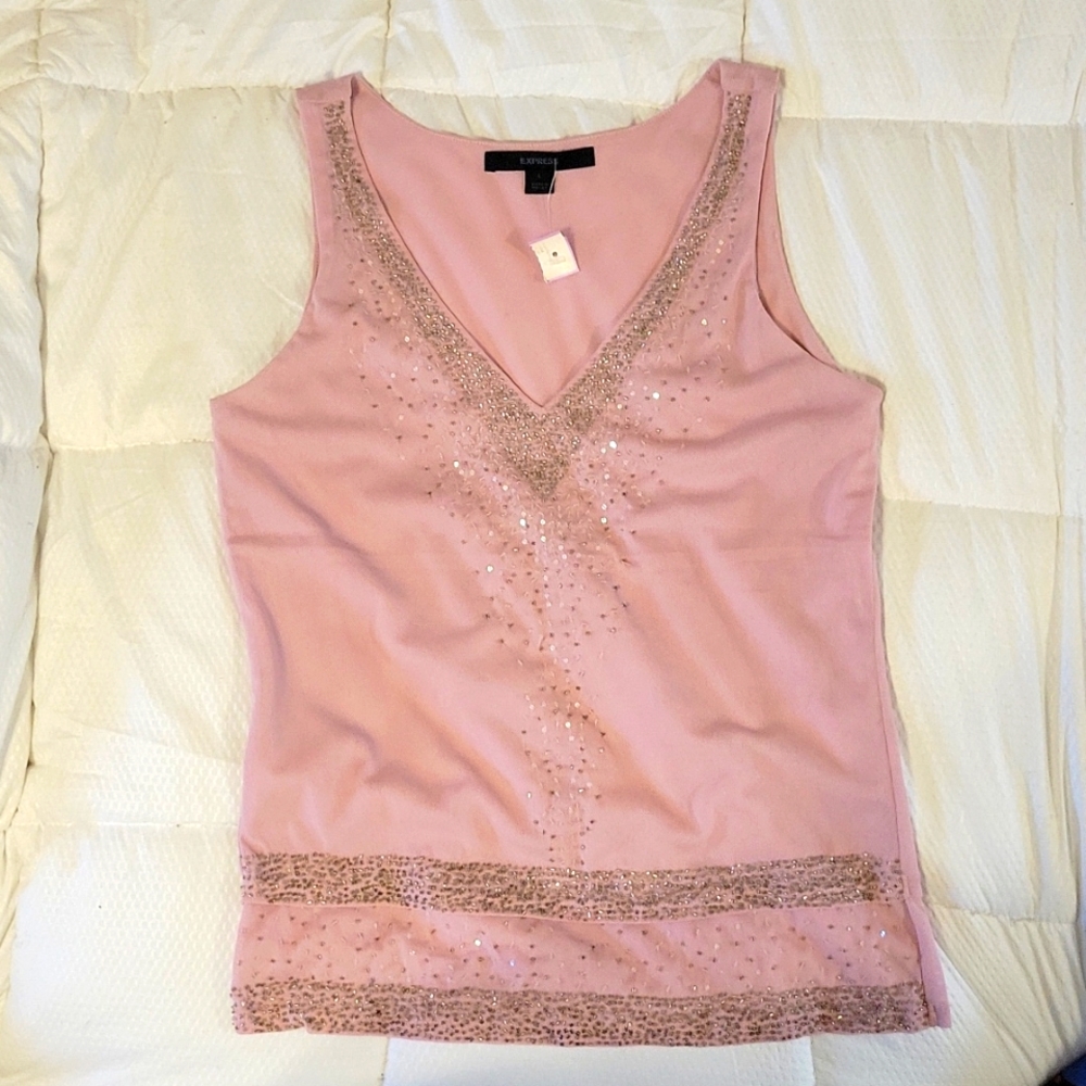 💕Express L Beautiful Beaded Tank Top